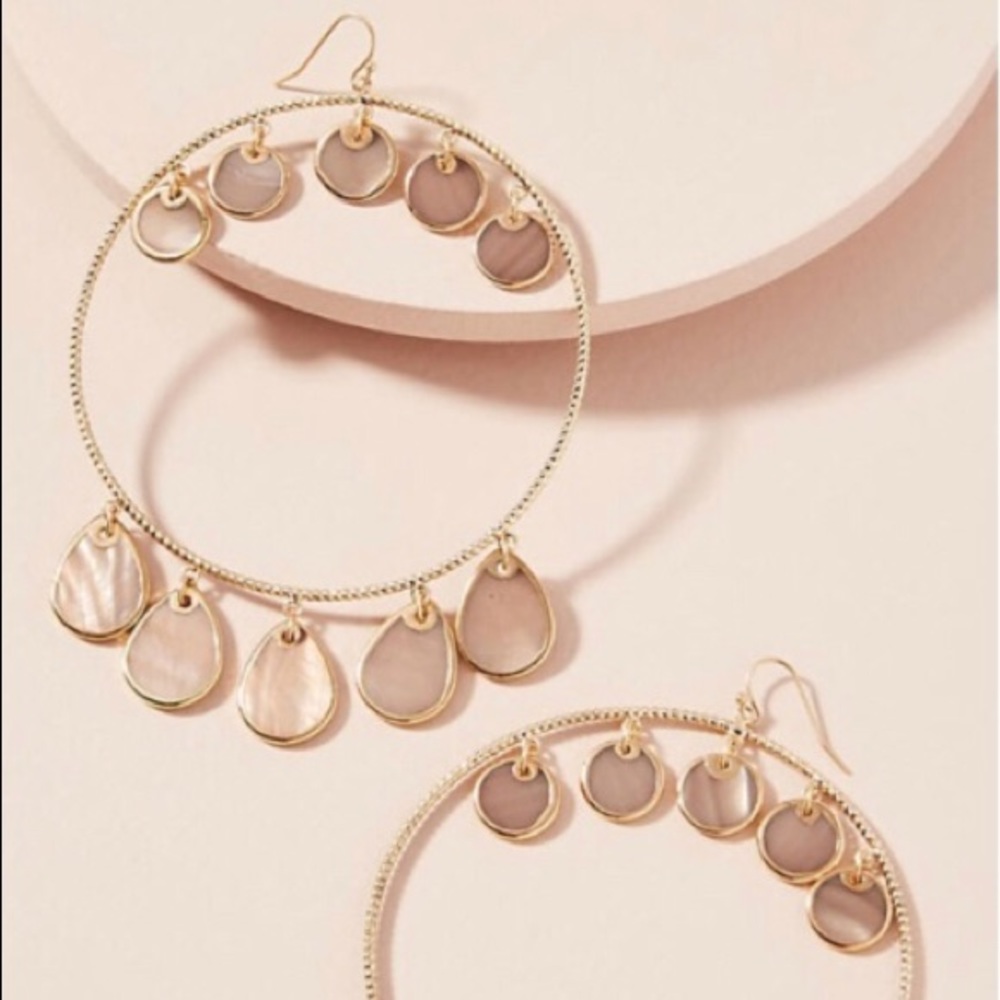 Anthropologie Seashell Hoop Earring